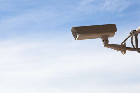 CCTV. Technology security surveillance camera was mounted on a pole.の写真素材