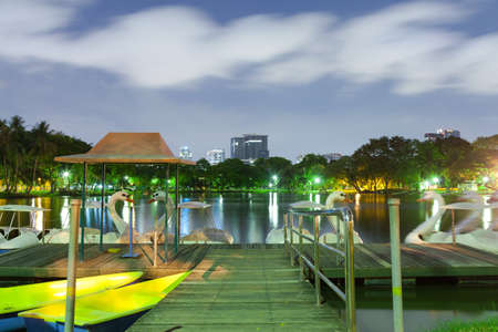 Pier Park has a boat rental in the garden for relaxing in the park.の写真素材