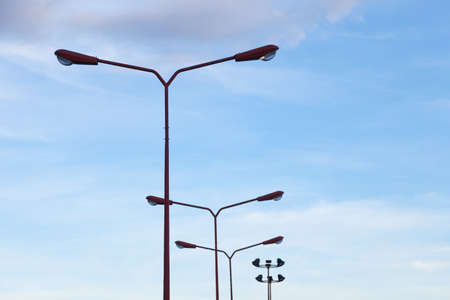 Lamps and light poles Cloudy skies in the evening. Clear sky