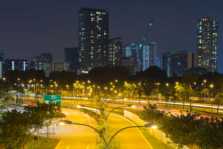 street light poles. Buildings and skyscrapers in Singapore.のeditorial素材