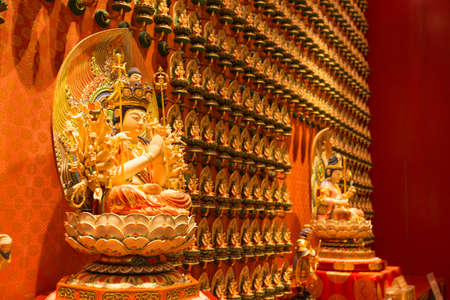singapore - April 10th, 2016: interior of the Buddha Tooth Relic Temple, Singapore.