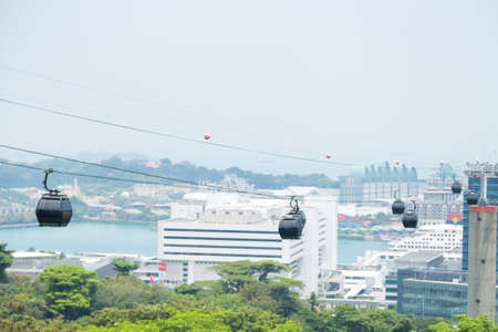 cable car in sinagapore. transport people travel in mountain.の写真素材