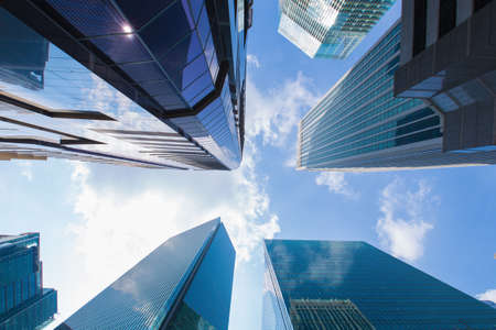 Building skyscrapers business areas. In Singapore Cloudy skies during the day.の写真素材