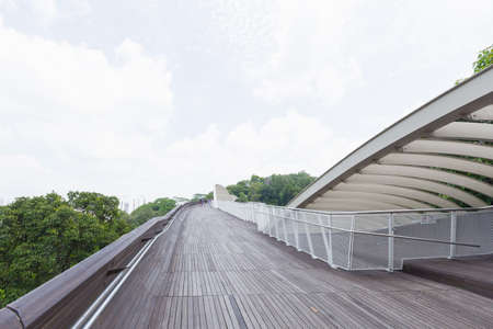 Bridge walkway in the park. In Singapore A public space to walk and relax.の写真素材