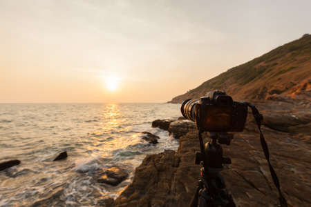 Photographed at sunset. Natural scenic seaside evening at Mountain Scenic Area.の写真素材