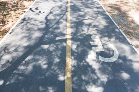 Channel cart on the street. Lane wheelchair of the disabled in the park.の写真素材