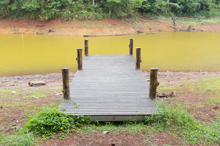 Wooden bridge on the river. Pang Ung, Mae Hong Son province in Thailand.の写真素材