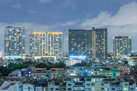 Buildings in Bangkok Tallest building in Bangkok during the night.の写真素材