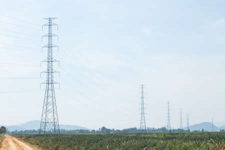 high voltage pole. The electric power transmission pole energy.の写真素材