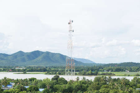 Telephone antenna system. The station antenna and telecommunications systems.の写真素材