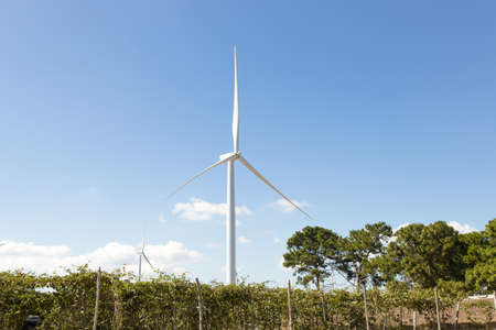 Wind turbine for power generation The sky was clear, the atmosphere Local production of electricity by wind power.の写真素材