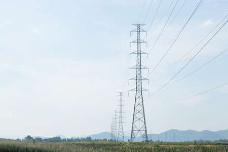 high voltage pole. The electric power transmission pole energy.