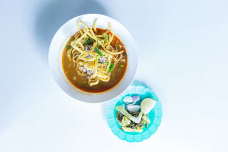 Khao Soi bowl. Famous food of Northern Thailand.