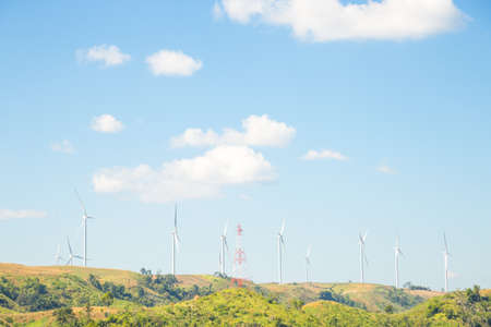 Wind turbine for power generation The sky was clear, the atmosphere Local production of electricity...