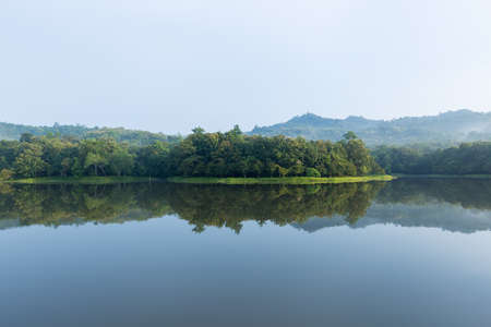 Mountains and reservoirs in the morning