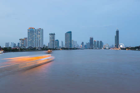 Bangkok city in twilight. Cityscape skyscraper in Bangkok city.