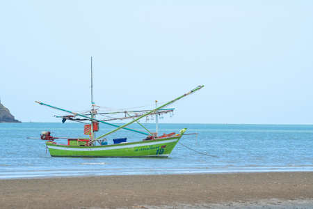 Small fishing boat Parked by the sea On the beachのeditorial素材