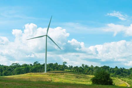 Wind turbines in the meadow A turbine used to generate electricity using wind energy.