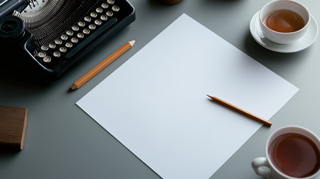 A Blank paper with pencil and vintage typewriterの素材