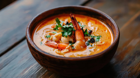 A Delicious Malaysian laksa with shrimp and coconut milkの素材