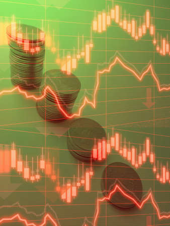 Coin stack step down graph with red arrow, Risk management business financial and investment, Copy spaceの写真素材