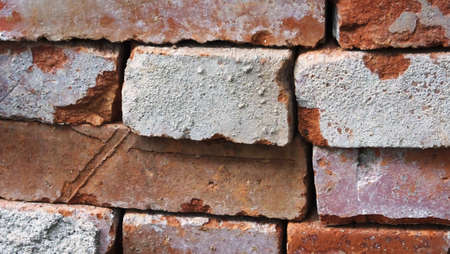 Old Red Small Bricks with Plaster