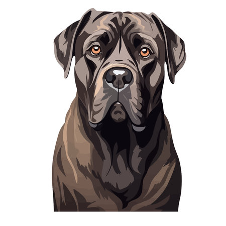 Cane Corso dog portrait on white background. Vector illustration.のイラスト素材