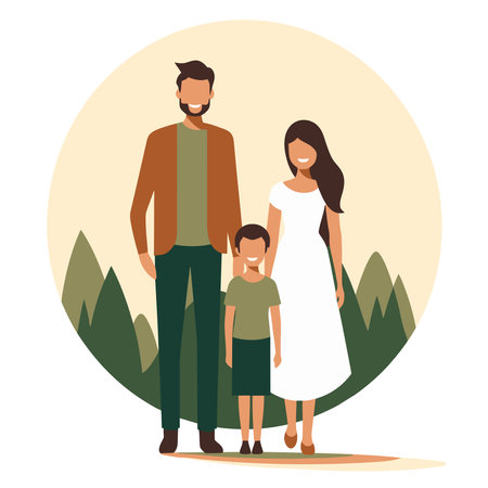 family avatar cartoon character with fashion casual clothes and beard vector illustration graphic designのイラスト素材