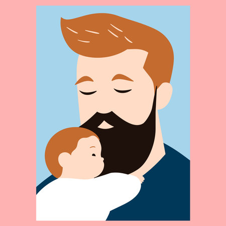 Father with a baby in his arms. Fatherhood. Vector illustrationのイラスト素材