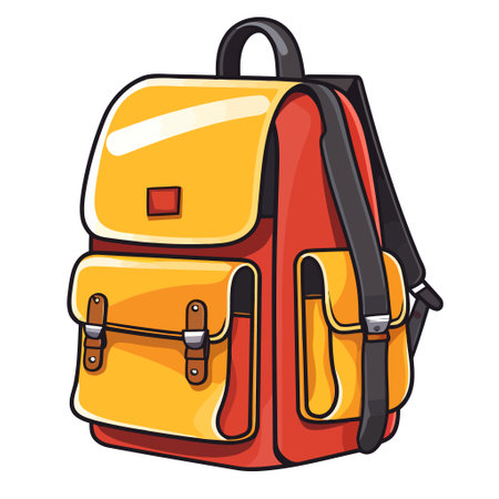 School backpack icon. Cartoon illustration of school backpack vector icon for webのイラスト素材