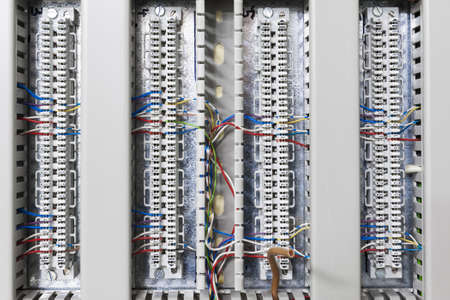 electronic cable bar for connection of communication systemsの写真素材