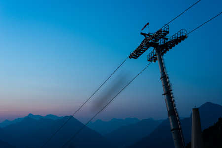 ropewya pillar at night with blue sky