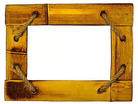 Vintage picture frame, wood plated, white backgroundの写真素材