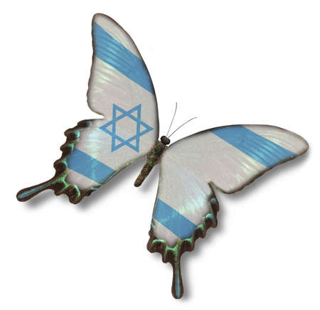 Israel flag on butterfly isolated on whiteの写真素材