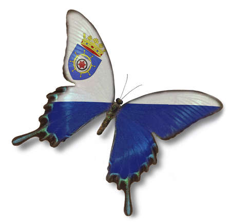 Bonaire flag on butterfly isolated on whiteの写真素材