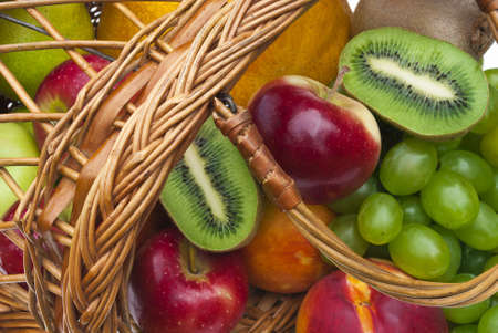 Freshness fruits in Basket closeup viewの写真素材