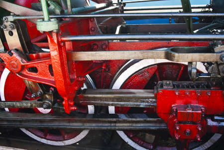 Wheels of the old steam locomotive close upの写真素材