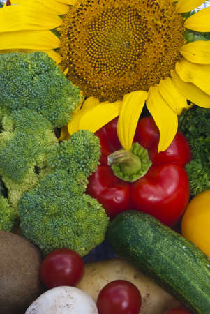 The group of fruits and vegetables closeup viewの写真素材