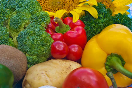 The group of fruits and vegetables closeup viewの写真素材