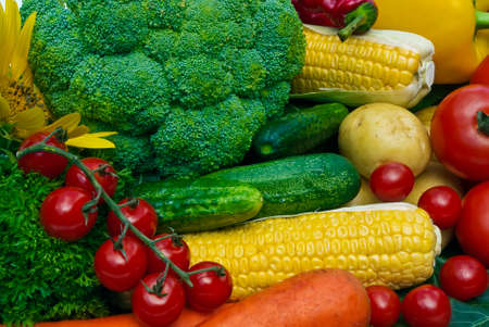 The group of fruits and vegetables closeup viewの写真素材