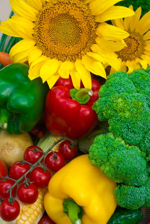 The group of fruits and vegetables closeup viewの写真素材