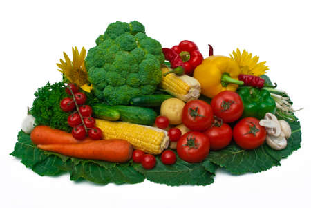 The group of fruits and vegetables isolated on whiteの写真素材