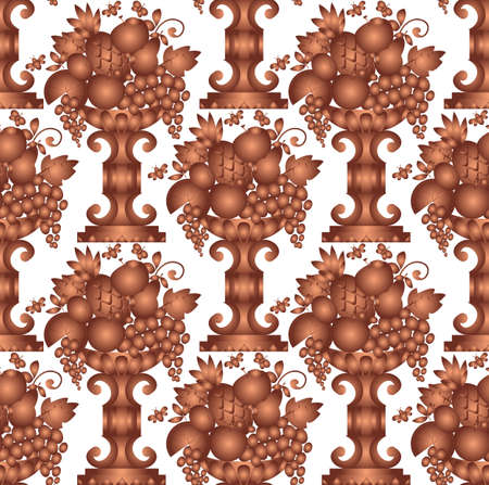 Vase gold fruits seamless  wallpaper  Vector illustrationのイラスト素材