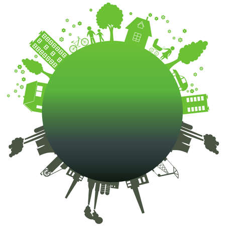 Environmentally symbols of urban lifestyles. Vector illustrationのイラスト素材