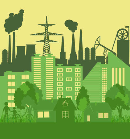 Environmentally symbols of urban lifestyles. Vector illustrationのイラスト素材