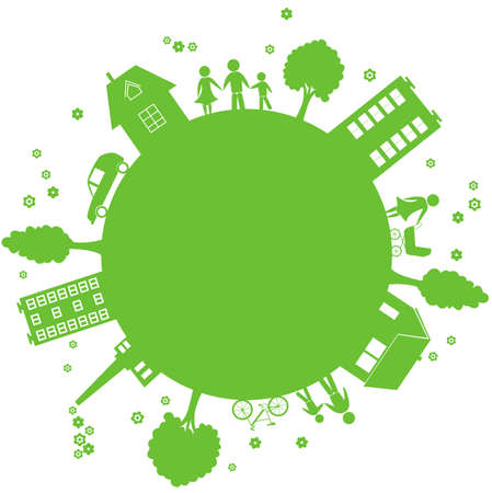 Environmentally symbols of urban lifestyles. Vector illustrationのイラスト素材