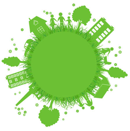 Environmentally symbols of urban lifestyles. Vector illustrationのイラスト素材