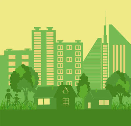 Environmentally symbols of urban lifestyles. Vector illustrationのイラスト素材
