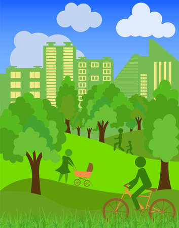 Environmentally symbols of urban lifestyles. Vector illustrationのイラスト素材