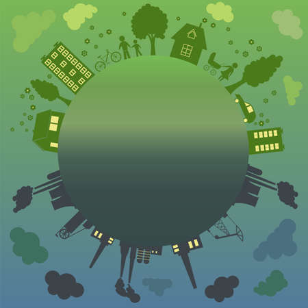 Environmentally symbols of urban lifestyles. Vector illustrationのイラスト素材